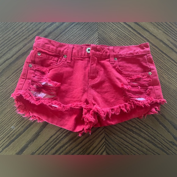 Pistola red denim shorts in size 25 - Picture 1 of 3